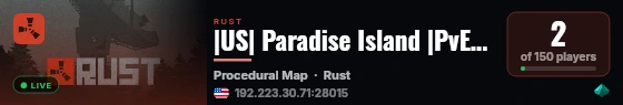 |US| Paradise Island |PvE|Vanilla|2x|NoRaid|NoDecay| live status badge