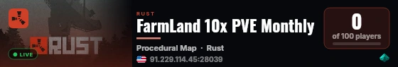 FarmLand 10x PVE Monthly live status badge