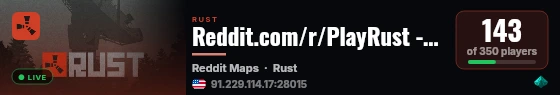 Reddit.com/r/PlayRust - US Friday live status badge
