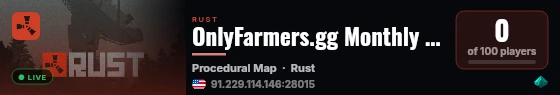 OnlyFarmers.gg Monthly | PVE | Noob Friendly | Low Upkeep | US live status badge
