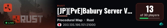 [JP][PvE]Babury Server Ver7.0 live status badge