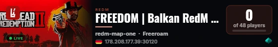 FREEDOM | Balkan RedM RP live status badge