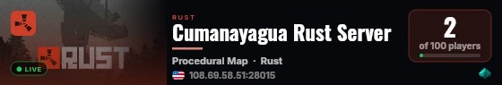 Cumanayagua Rust Server live status badge