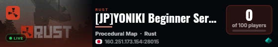 [JP]YONIKI Beginner Server fullwiped 9/4 next wipe 9/18 live status badge