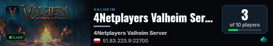 4Netplayers Valheim Server live status badge