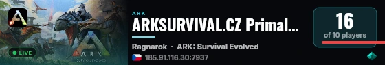 ARKSURVIVAL.CZ PrimalEthernal [CZ/SK] Ragnarok 10x - (v361.7) live status badge