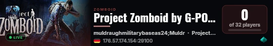 Project Zomboid by G-PORTAL.com live status badge