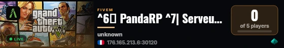 ^6🐼 PandaRP ^7| Serveur RolePlay Français | discord.gg/VDNYq3CXBK live status badge