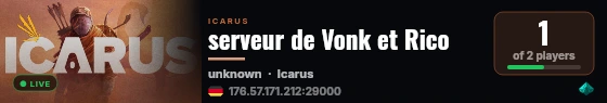serveur de Vonk et Rico live status badge
