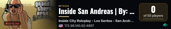 Inside San Andreas | By: TheKid Network | RP | LATINO | ESPAÑOL | CHAT DE VOZ | SISTEMAS UNICOS live status badge