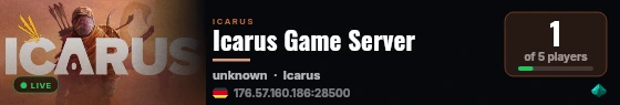 Icarus Game Server live status badge