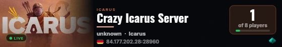 Crazy Icarus Server live status badge