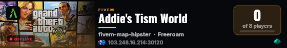 Addie's Tism World live status badge