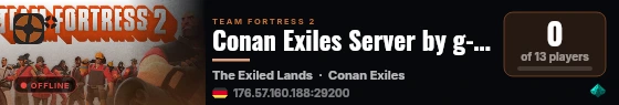 Conan Exiles Server by g-portal.com live status badge