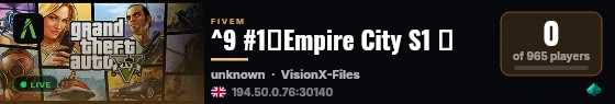 ^9 #1〢Empire City S1 ☀ live status badge