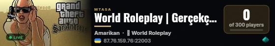 World Roleplay | Gerçekçi Hard RP Deneyimi | Dengeli Orta Ekonomi live status badge