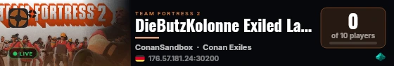 DieButzKolonne Exiled Lands live status badge