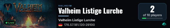 Valheim Listige Lurche live status badge