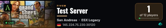 Test Server live status badge