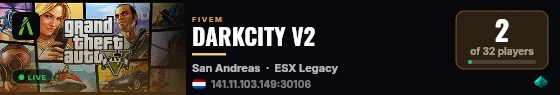 DARKCITY V2 live status badge
