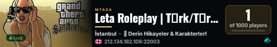 Leta Roleplay | T�rk/T�rk�e Sesli/Yaz�l� discord.gg/letagame | live status badge