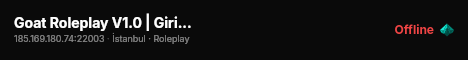 Goat Roleplay V1.0 | Giriş Ücreti 50.000 | Sesli/Text |Türkçe Global Medium Sunucu live status badge