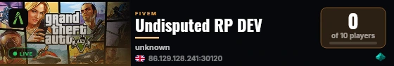 Undisputed RP DEV live status badge