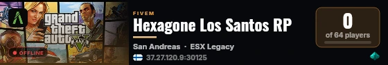 Hexagone Los Santos RP live status badge