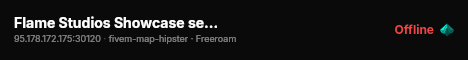 Flame Studios Showcase server live status badge