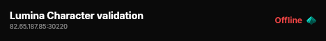Lumina Character validation live status badge
