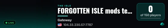 FORGOTTEN ISLE mods test server live status badge