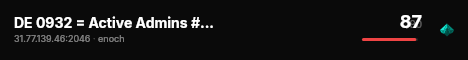DE 0932 = Active Admins # Main = Vanilla+ live status badge
