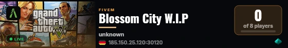 Blossom City W.I.P live status badge