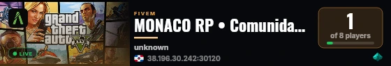 MONACO RP • Comunidad Latina de Roleplay Serio live status badge