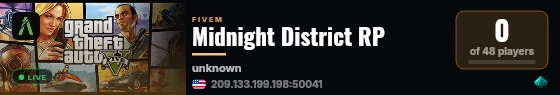 Midnight District RP live status badge