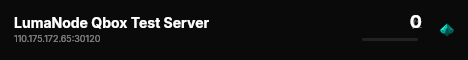 LumaNode Qbox Test Server live status badge