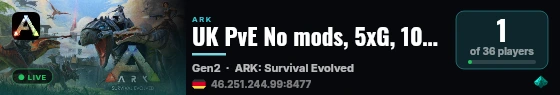 UK PvE No mods, 5xG, 10xT, 10xXP - Genesis 2 - (v361.7) live status badge