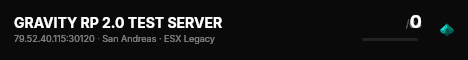 GRAVITY RP 2.0 TEST SERVER live status badge