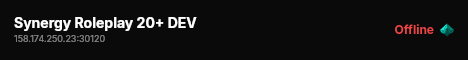 Synergy Roleplay 20+ DEV live status badge