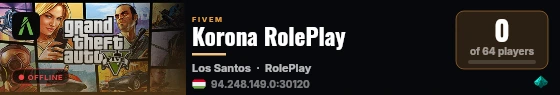 Korona RolePlay live status badge