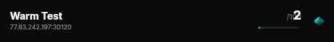 Warm Test live status badge
