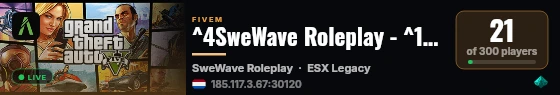 ^4SweWave Roleplay - ^1discord.gg/swewaverp live status badge