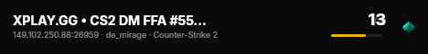 XPLAY.GG • CS2 DM FFA #55 • [SG] live status badge
