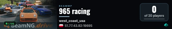 965 racing live status badge
