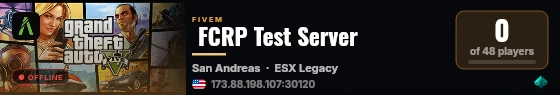  FCRP Test Server live status badge
