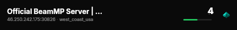 Official BeamMP Server | West Coast (11) | Australia | 1 Vehicle live status badge