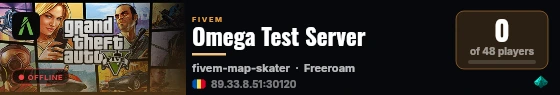 Omega Test Server live status badge