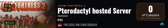 Pterodactyl hosted Server live status badge