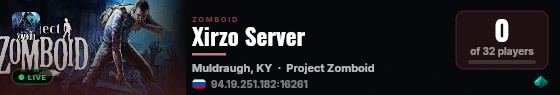 Xirzo Server live status badge