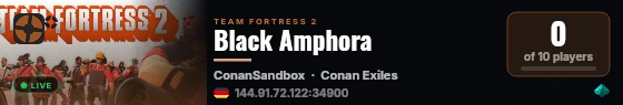 Black Amphora live status badge